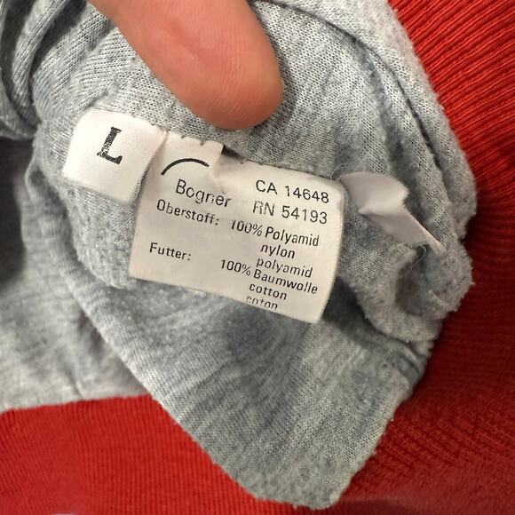 Bogner Vintage Pullover Half Zip Windbreaker Red Large Lined Oversized Slouchy - Picture 5 of 7